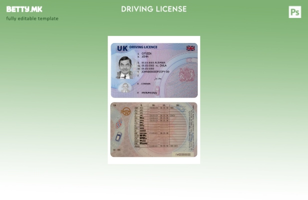 модерен стил Обединетото Кралство возачка дозвола, (по сегашноста декември) шабл